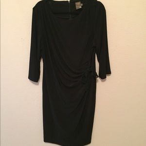Plus Size Taylor 3/4 Sleeve Black Draped Dress